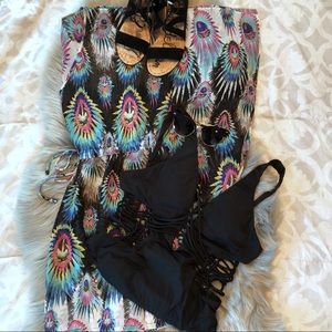 Peacock Print Swim Cover Up